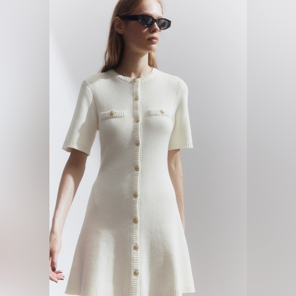 H&M Rib-Knit Button Front Dress XS